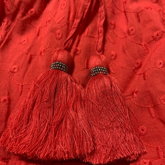 NSR Coral Eyelet Short Sleeve Summer Dress with Tassels Women's Size XS # - Picture 5 of 7